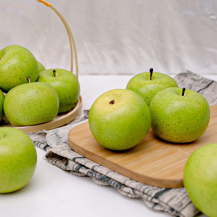 Gresorth 6 Stück Lebensechte Künstliche Grün Apfel Faux Gefälschte Apfels Früchte Obst Party Festiva