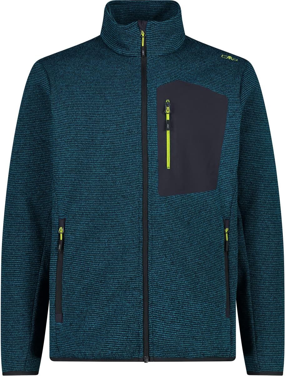 CMP Leichte Fleece-Strickjacke mit Netz 54 Deep Lake-Schwarz, 54 Deep Lake-Schwarz