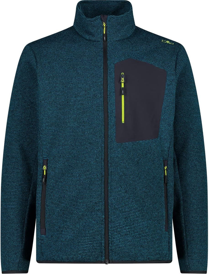 CMP Leichte Fleece-Strickjacke mit Netz 54 Deep Lake-Schwarz, 54 Deep Lake-Schwarz