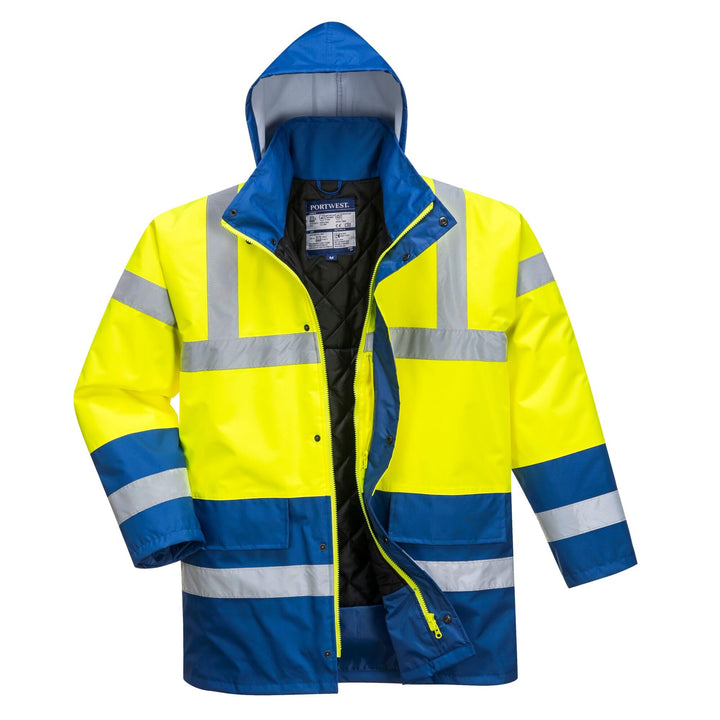 Portwest Warnschutz Kontrast Traffic-Jacke, Grösse: XS, Farbe: Gelb/Royal, S466YRBXS Gelb/Königsblau