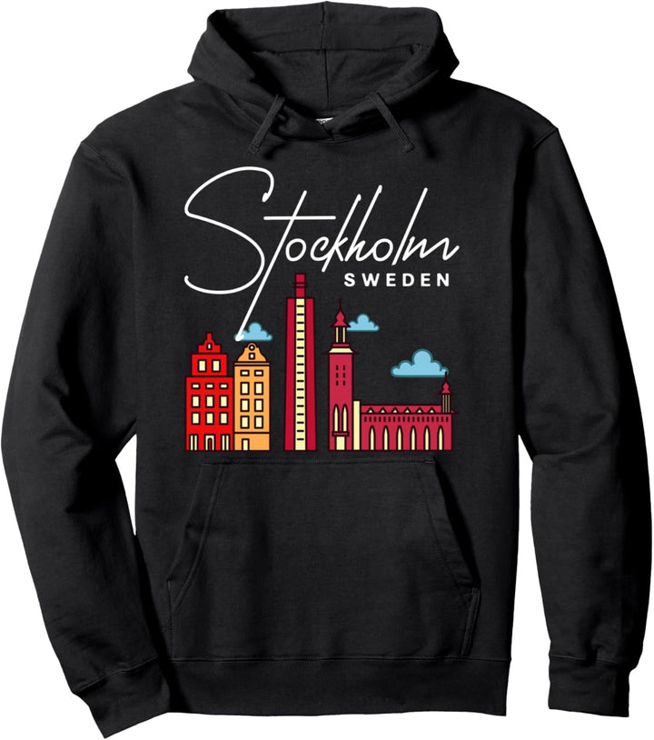 Stockholm Schweden Stadt Skyline Karte Reisen Pullover Hoodie