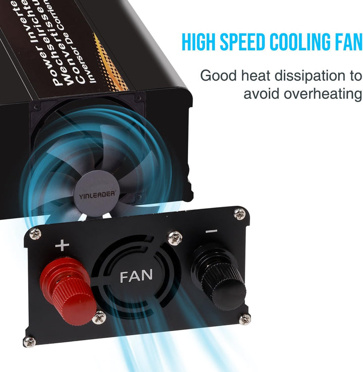 Yinleader Wechselrichter 500W DC 12V auf 230V AC und 1 EU Steckdose 2 USB KFZ-Spannungswandler, 500W