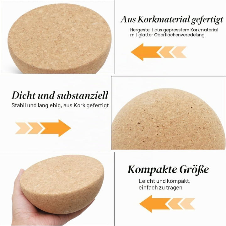 Kork Halbkugel, Ø 15 cm Balance Board Halbkugel, Höhe 7 cm, Gleichgewichts Trainer für Kinder und Er