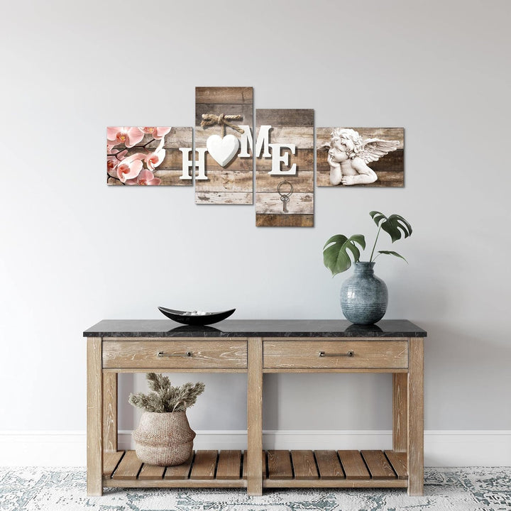 Runa Art Bild Modern Home - Made in Germany - Wandbilder Holzoptik Beige Rosa 4 Teilig 031042a 100 x