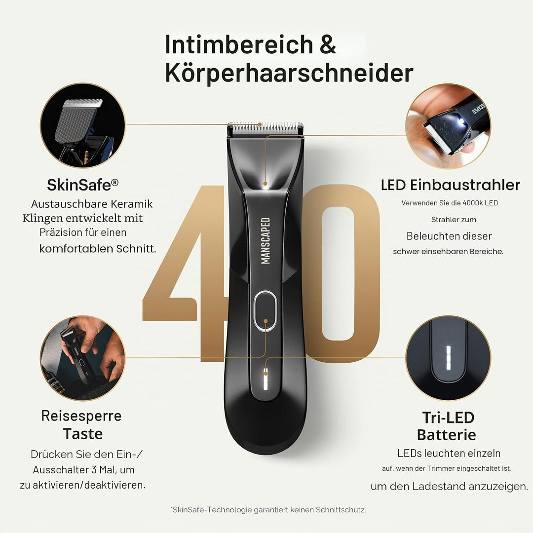 MANSCAPED™ Elektrischer Trimmer für den Intimbereich, The Lawn Mower™ 4.0, Wechselbares Keramikkling