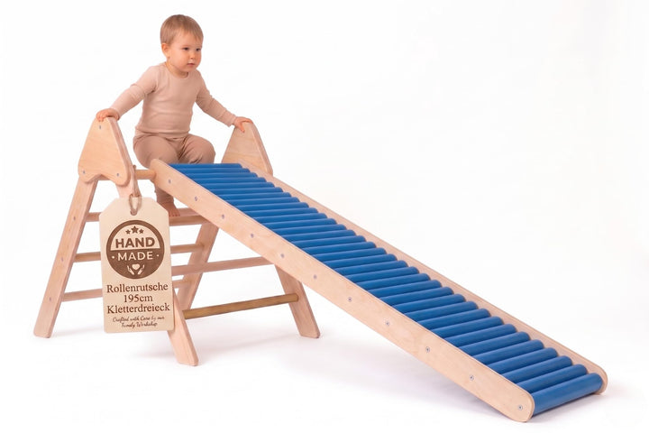 WoodsCraft - 2in1 Set: Indoor Rutsche mit Kletterdreieck | Kinderrutsche - Rollenrutsche: viele Sinn
