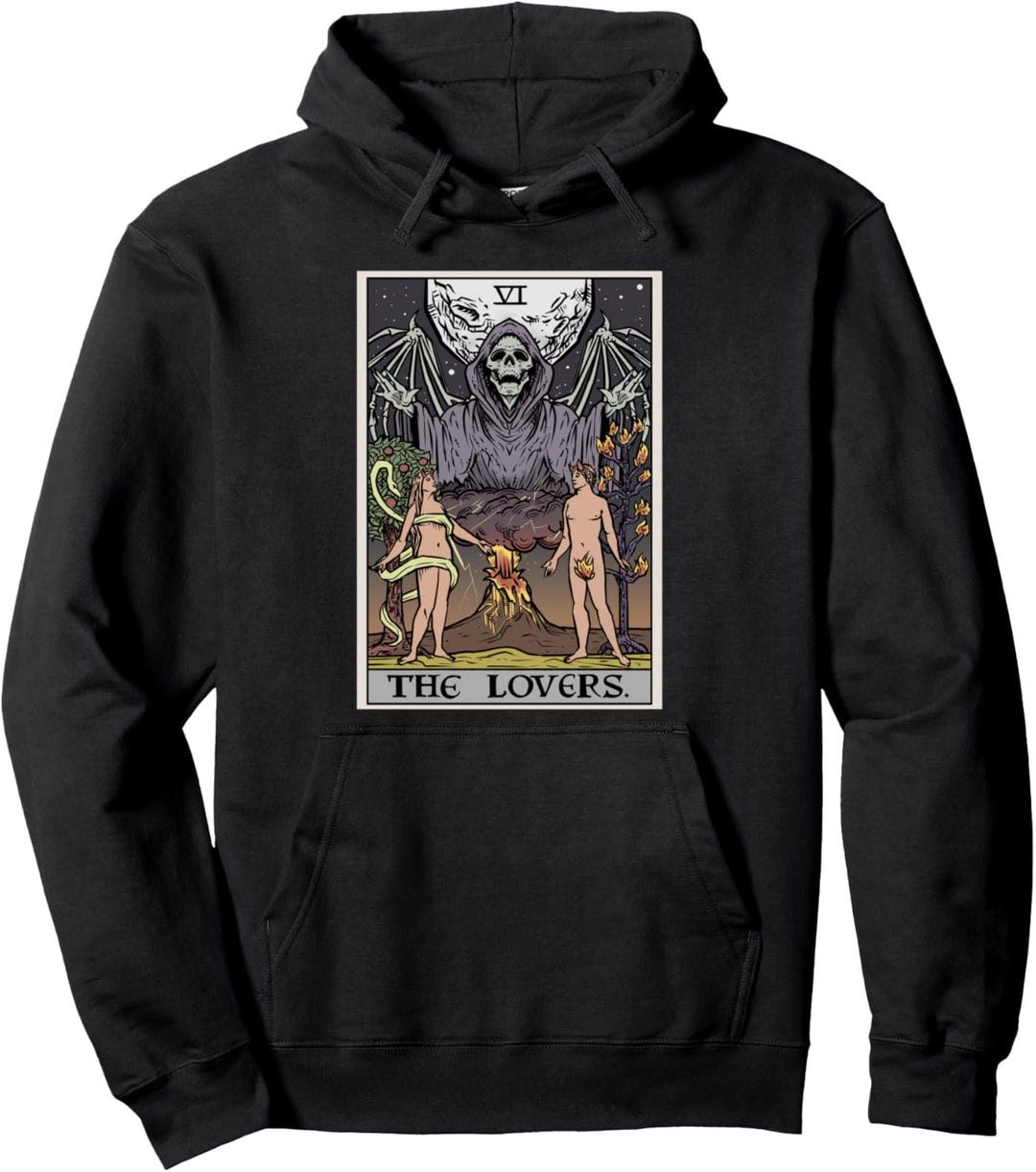 The Lovers Tarot-Karte Sensenmann Halloween Gothic Horror Pullover Hoodie
