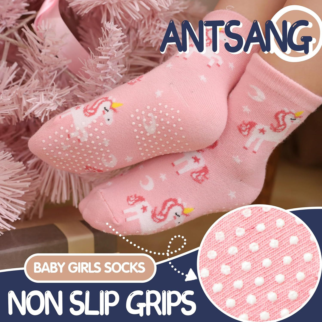 ANTSANG Stoppersocken Kinder Baby Mädchen Socken Anti Rutsch / Rutschfeste Socken Baumwolle Antiruts
