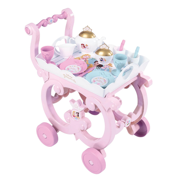 Smoby - Disney Princess Tea Trolley, herausnehmbares Tablett und 17 Zubehörteile, komplettes Teeserv