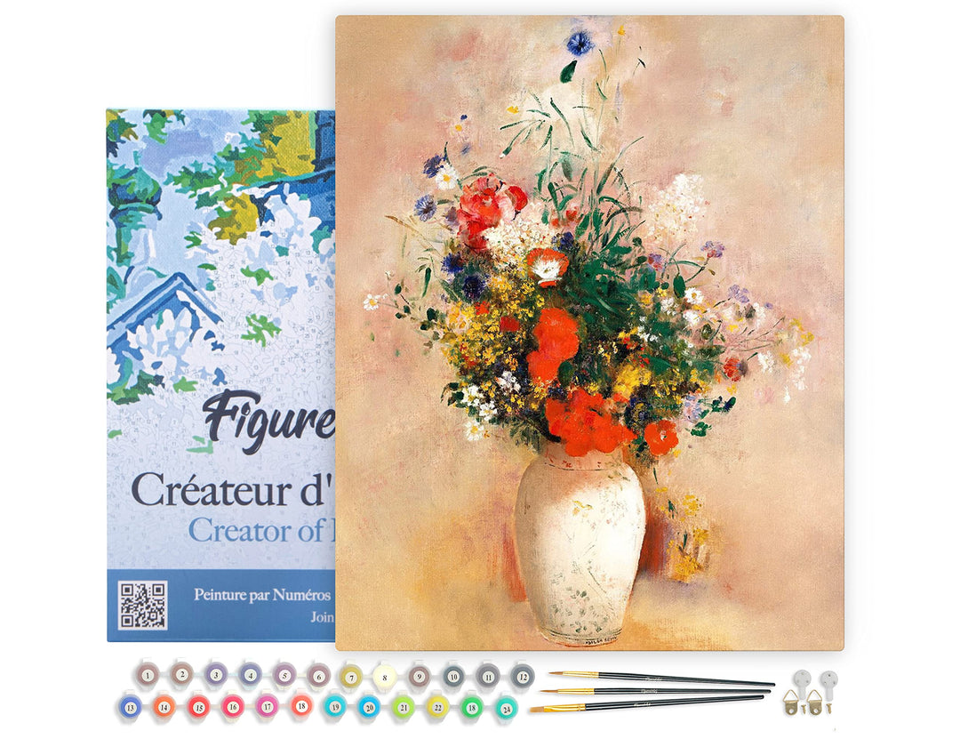 Figured'Art Malen Nach Zahlen Erwachsene Mit Rahmen Vase mit Blumen - Odilon Redon - Paint by Number