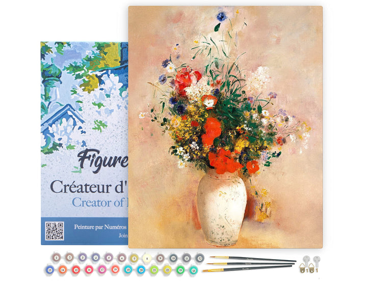 Figured'Art Malen Nach Zahlen Erwachsene Mit Rahmen Vase mit Blumen - Odilon Redon - Paint by Number
