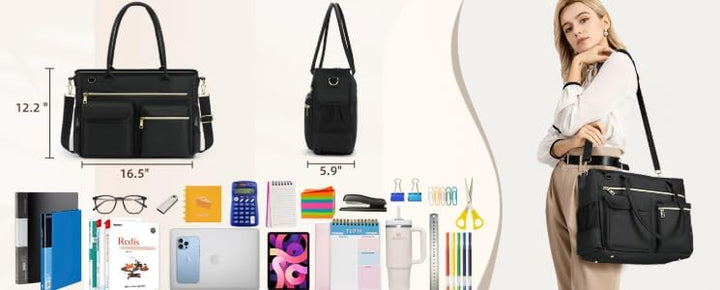 Lehrer Tasche Damen Handtasche 15,6 Zoll Laptop Tasche Arbeitstasche schwarze Krankenschwester Handt