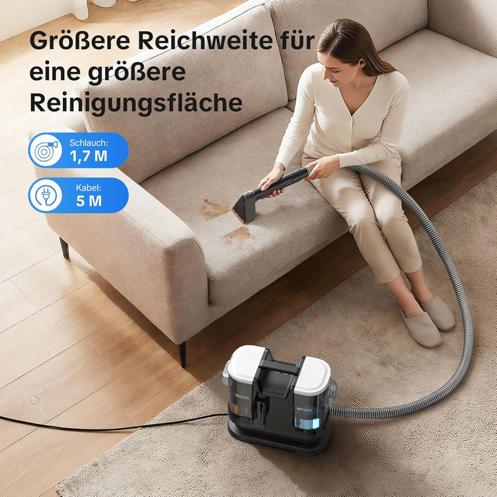 Lubluelu Nasssauger Polsterreiniger Gerät 600 W, 20 kPa Teppichreiniger Waschsauger, tragbarer Teppi