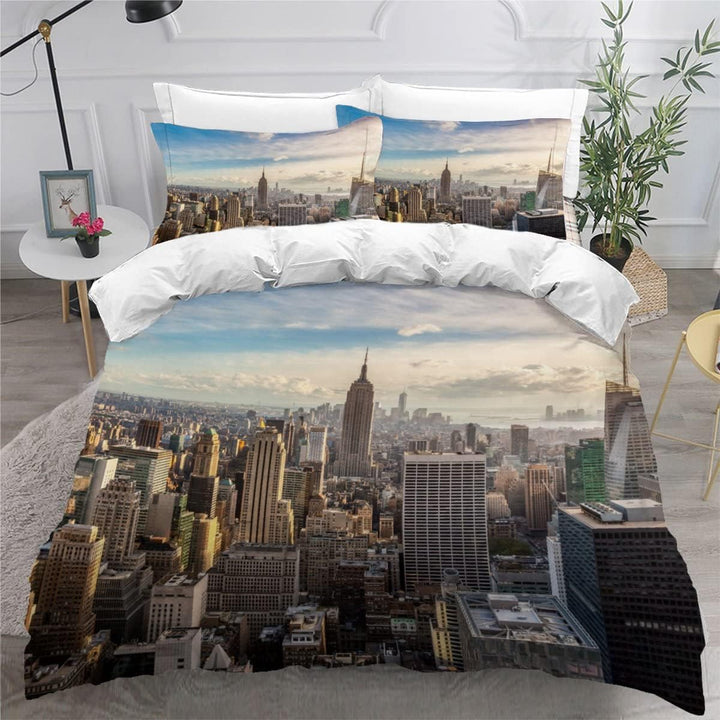 Skyline Von New York Bettwäsche 135×200 Weiche Mikrofaser 3d Druck Stadt-Landschaft Bettbezug mit Re