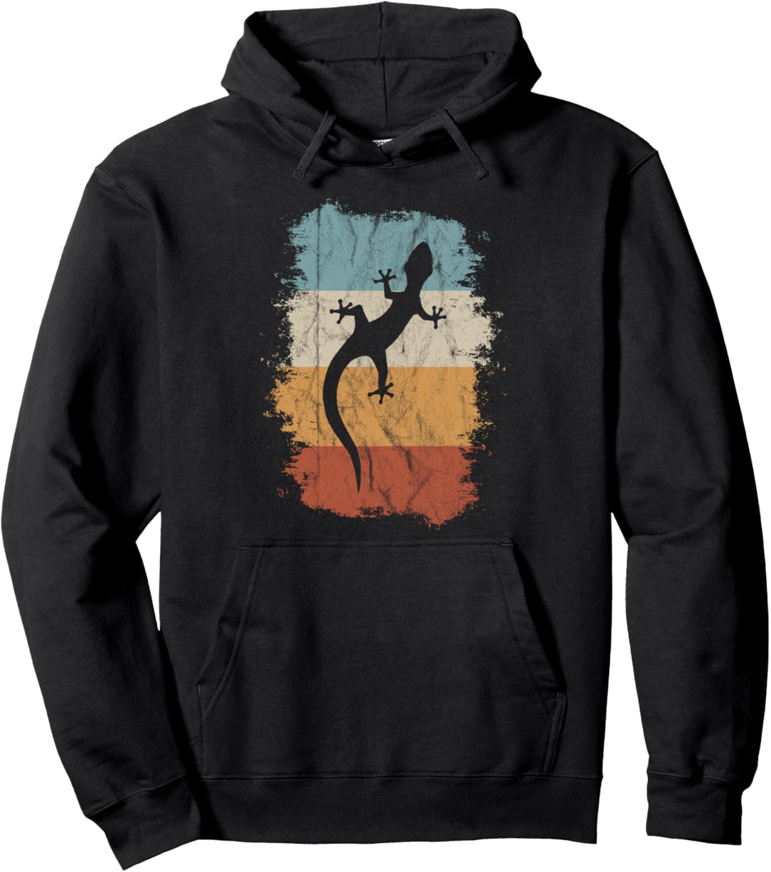 Retro Leopard Gecko Silhouette Salamander Eidechse Pullover Hoodie