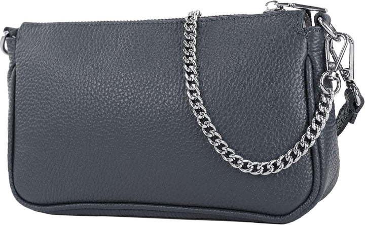 modamoda de - T237 - Umhängetasche Klein Small aus ital. Leder Dunkelblau, Dunkelblau