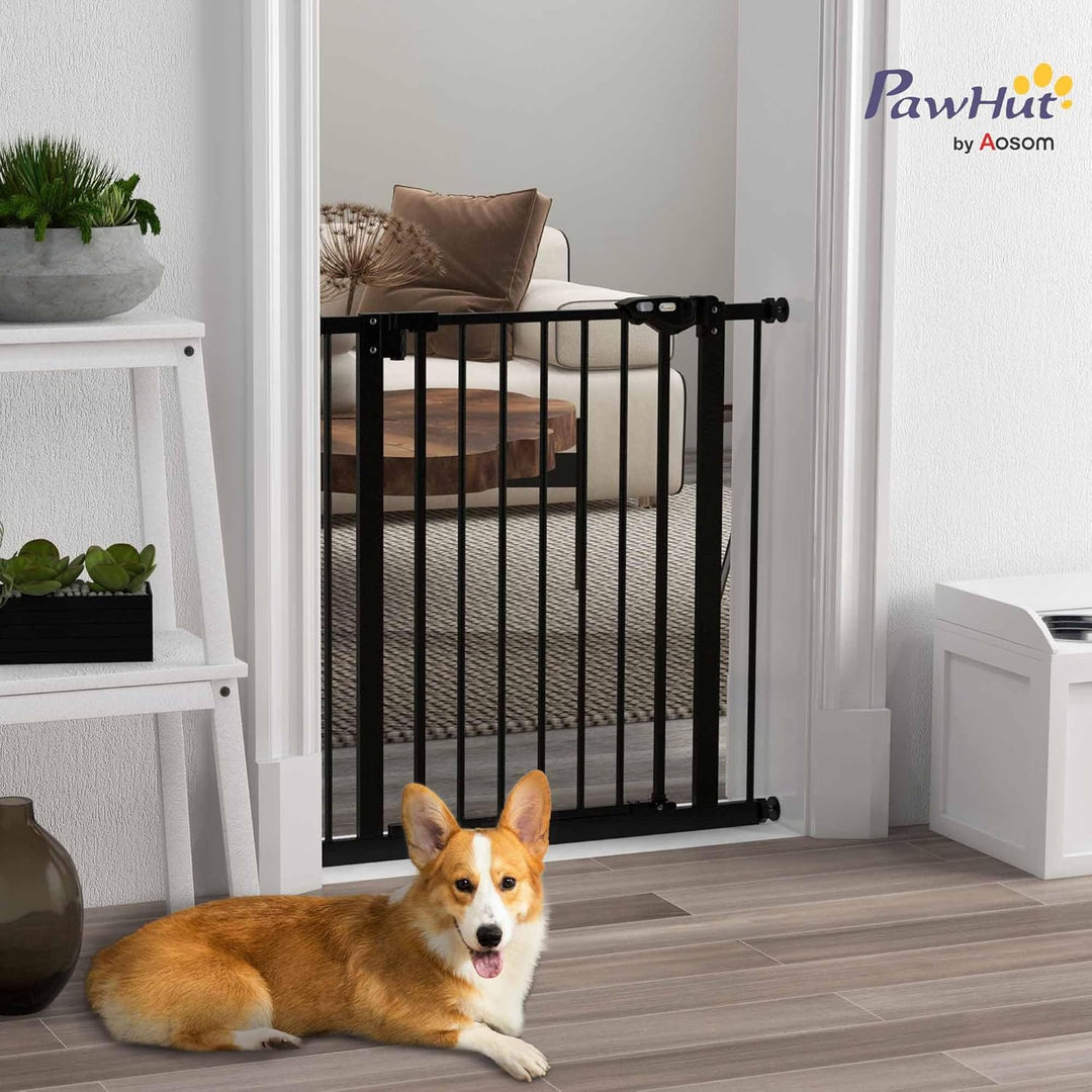 PawHut Türschutzgitter Hunde, Absperrgitter, 74-80 cm, Treppenschutzgitter für Haustier, Schutzgitte