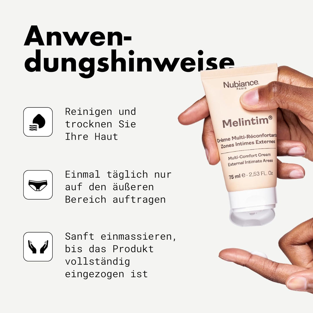 NUBIANCE - Melintim 75ml - Multi-Comforting Creme für äussere Intimbereiche - Nach dem Wachsen oder