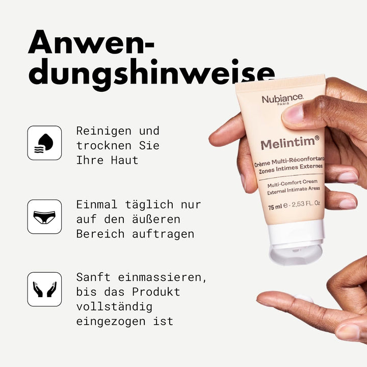 NUBIANCE - Melintim 75ml - Multi-Comforting Creme für äussere Intimbereiche - Nach dem Wachsen oder