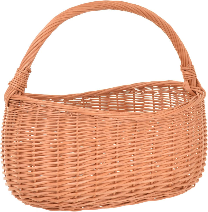 Weidenkorb Einkaufskorb geflochten 40 x 35 x 24 cm Naturbraun Tragekorb mit henkel, Picknickkorb, Pi