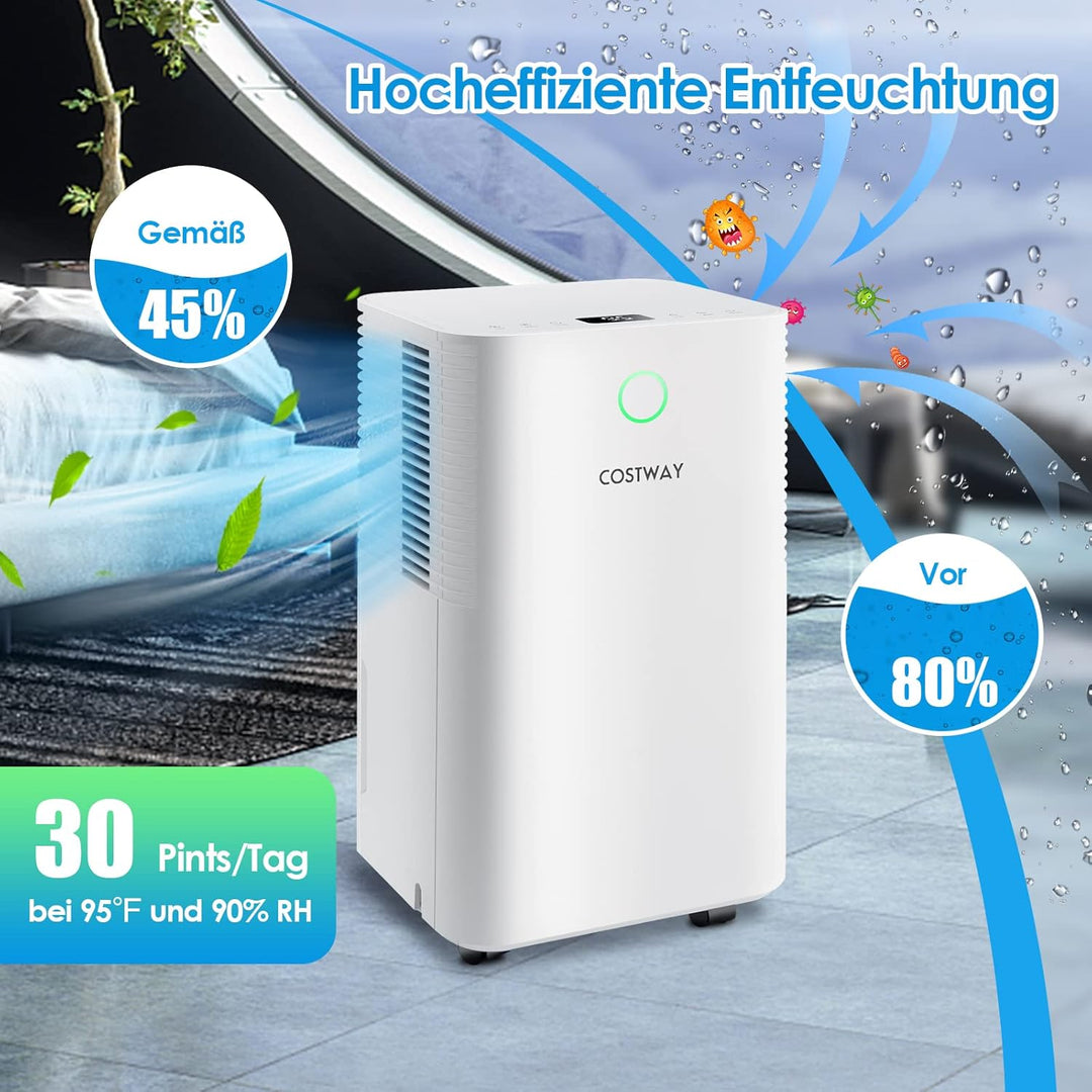 COSTWAY Mobile Entfeuchter Luftentfeuchter elektrisch Dehumidifier Raumentfeuchter 12L/Tag Entfeucht