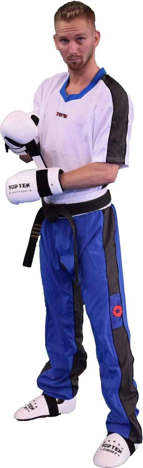 TOP TEN Kickboxuniform „FLEXZ“ Blau - Weiss L, Blau - Weiss L