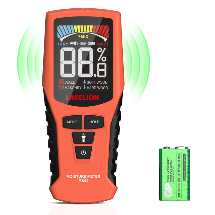 LASELION Nicht-invasive Feuchtigkeitsmessgerät MS02 Feuchtigkeitsmesser Detector Holzfeuchtemessgerä