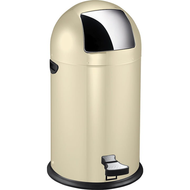 EKO Kickcan Runder Tritt-Mülleimer aus Metall, Verzinkter Inneneimer, 33 Liter, crème Schwarz, Schwa