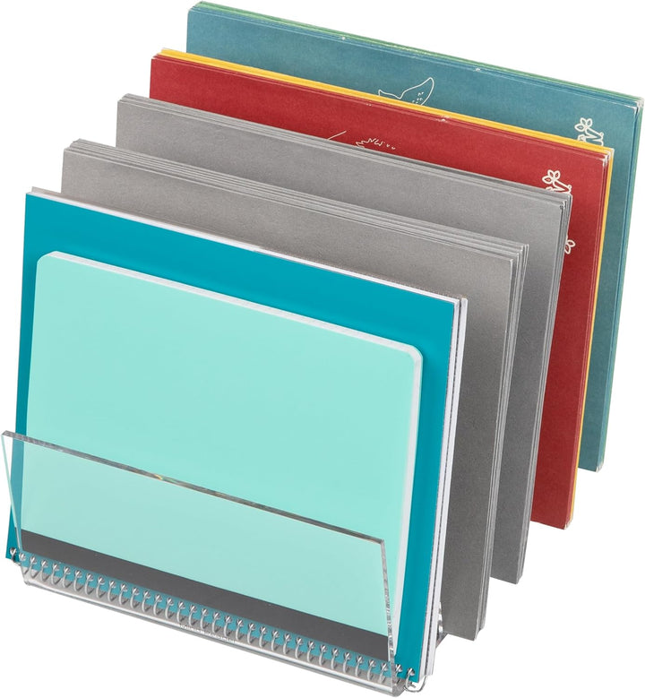 Mind Reader A5CFILE-CLR Vertikaler Halter mit 5 Fächern, hochwertiges transparentes Acryl, Ordner,