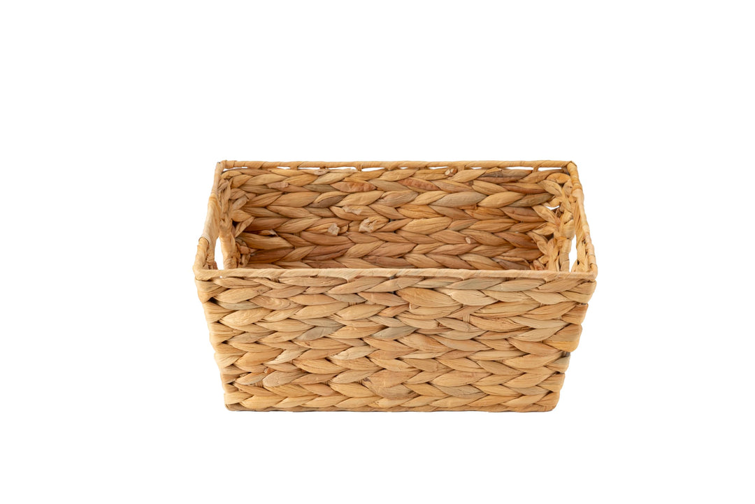 ECHTWERK Aufbewahrungskorb aus Wasserhyazinthe, Rechteckig, 35 x 25 x 16 cm, Naturfarben, Flechtkorb