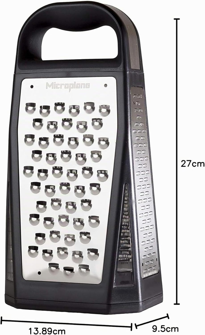 Microplane Turmreibe mit 5 Reibflächen in Fein, Grob, Sehr Grob, 2-Wege-Schneide & grosse Raspel mit
