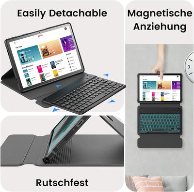 INFILAND Tastatur Hülle für Samsung Galaxy Tab A9+ Plus 11 Zoll 2023 Modell (SM-X210/X216/X218) mit