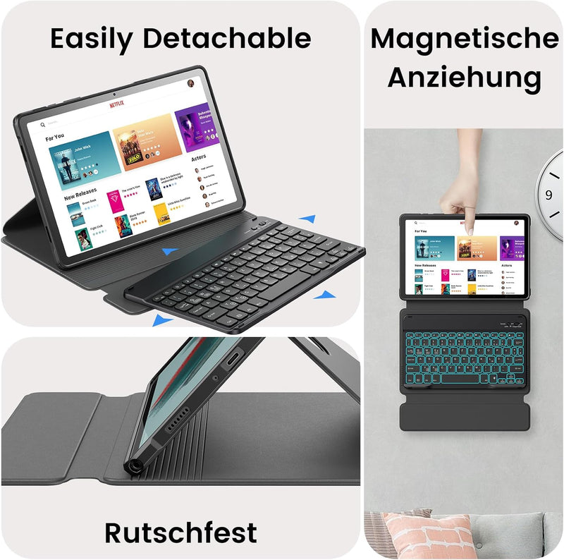 INFILAND Tastatur Hülle für Samsung Galaxy Tab A9+ Plus 11 Zoll 2023 Modell (SM-X210/X216/X218) mit