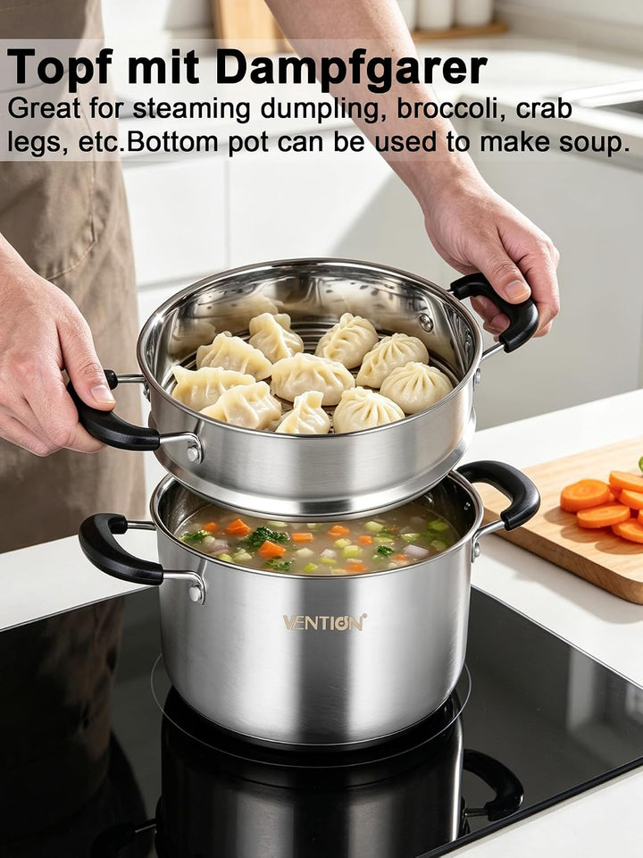 VENTION Kochtopf Dampfgarer Induktion, Couscoustopf 18 cm, 2 litres Induktion 18 Cm/2 L, Induktion 1