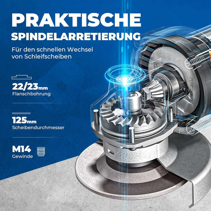 DongCheng Winkelschleifer 800W, Scheiben-Ø: 125 mm, 11,800min-1,Schnellverschlussabdeckung, Zusatzgr