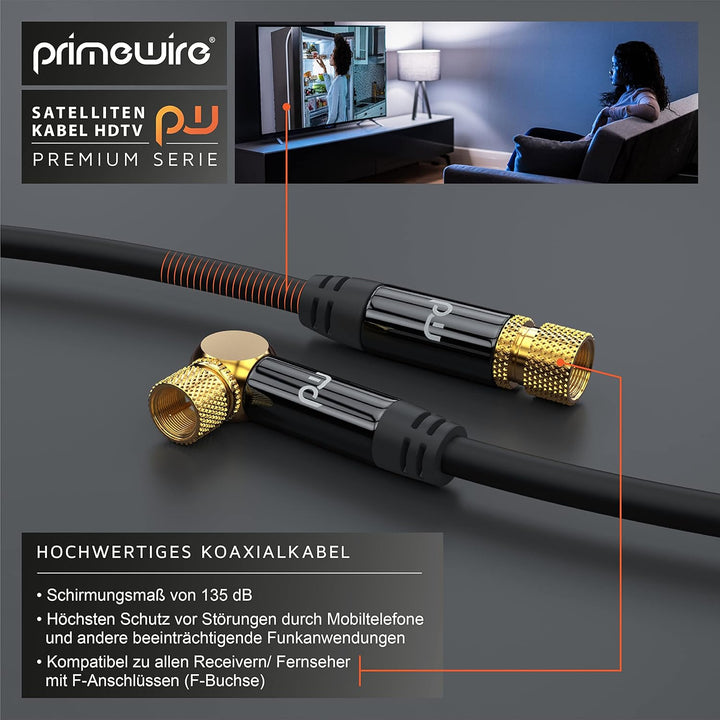 CSL - 20m SAT Kabel 8k 4k HDTV 90 Grad gewinkelt 135dB - Premium SAT Antennen Satellitenkabel F Stec