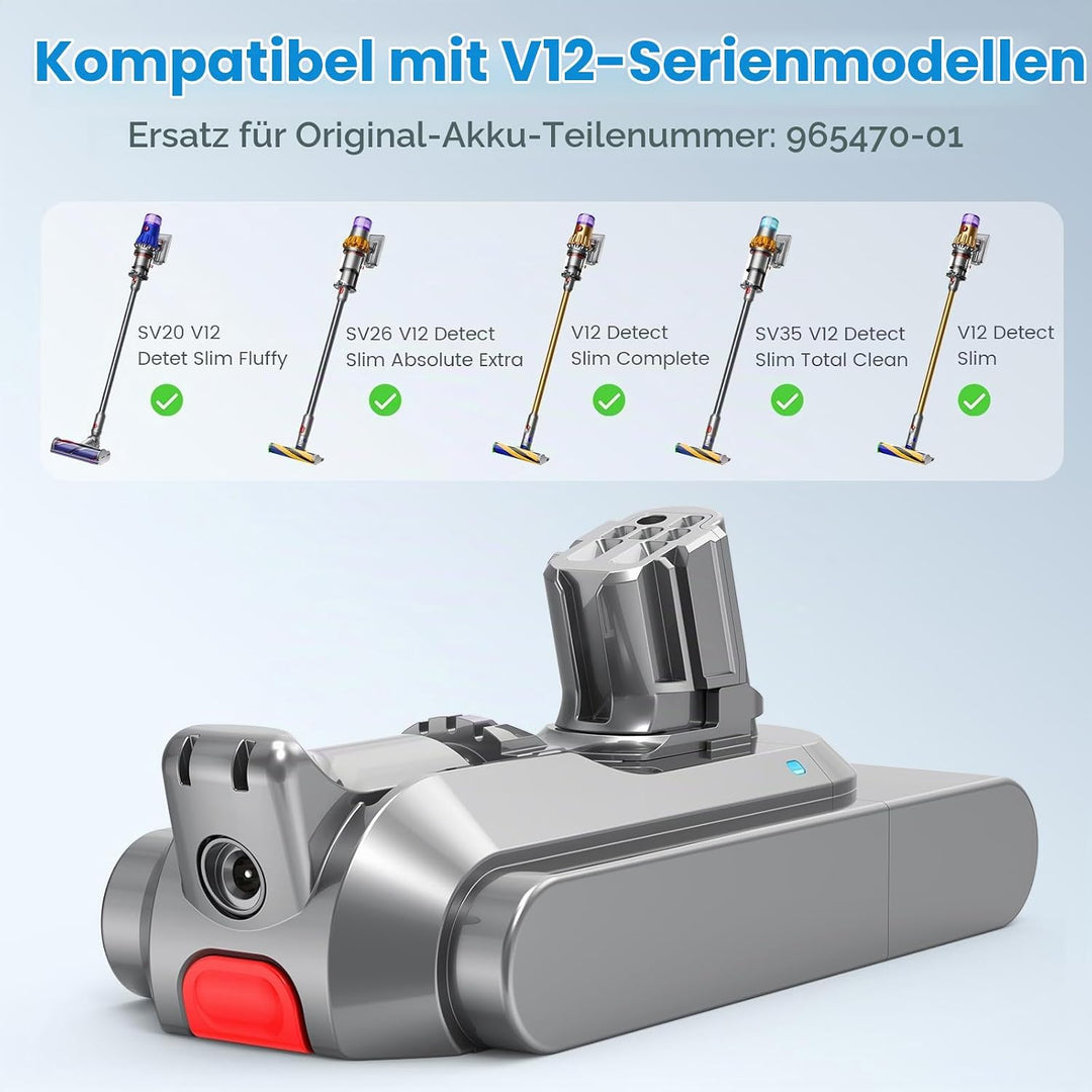 Click-In-Typ 3900mAh V12 Akku für Dyson, ASUNCELL 25,2V Ersatzakku für V12 Detect, V12 Detect Absolu