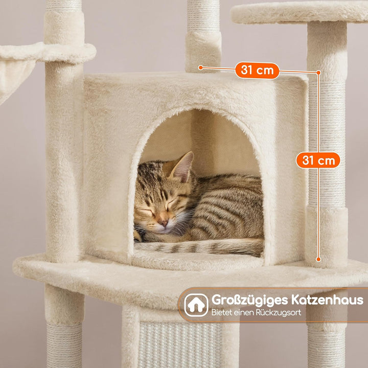 Yaheetech Kratzbaum 107 cm Stabiler Katzenbaum Kletterbaum, mit Katzenhöhle Kratzbrett Plüsch Sisal,