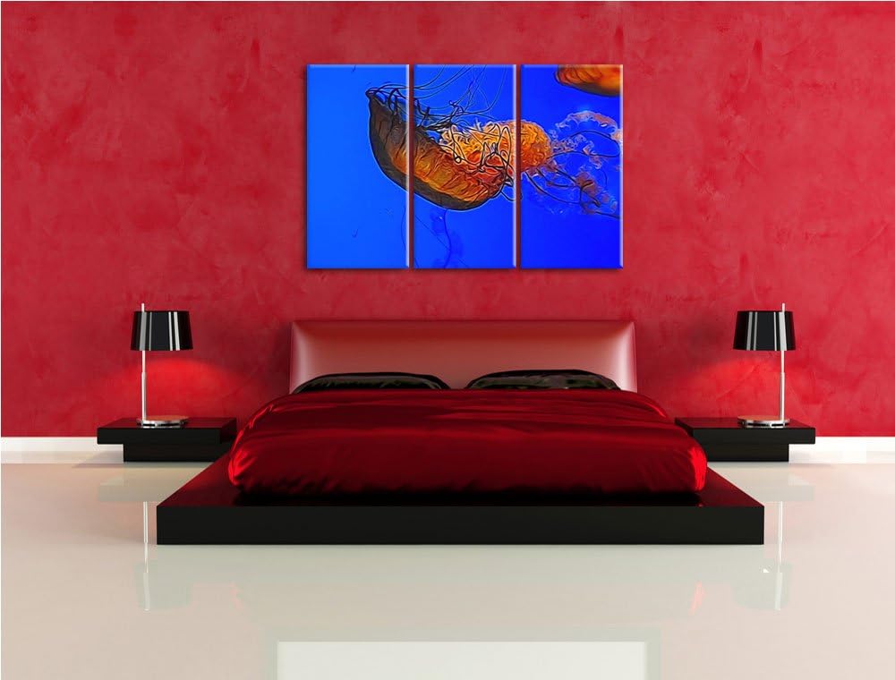 anmutige Qualle im Wasser NewArt 3-Teiler Leinwandbild 120x80 Bild auf Leinwand, XXL riesige Bilder
