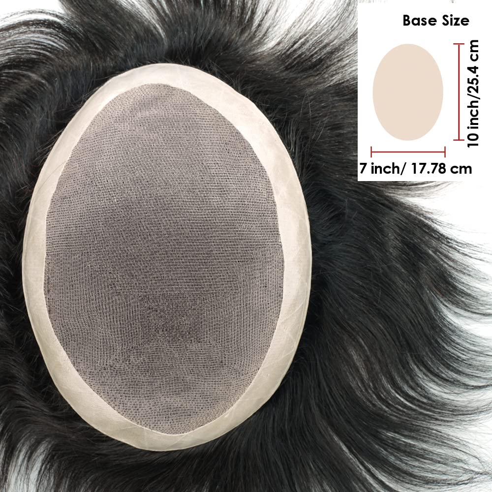 Lordhair Toupet für Männer Haarersatz Systeme Mann, natürliche atmungsaktive Mono-Spitze mit PU-Echt