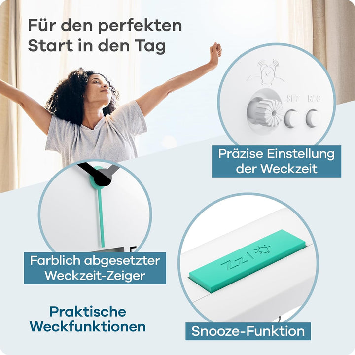 MEBUS Funk-Wecker mit Temperaturanzeige, Datum, Reisegrösse, Batteriebetrieben, Schlummer-Wecker, gr