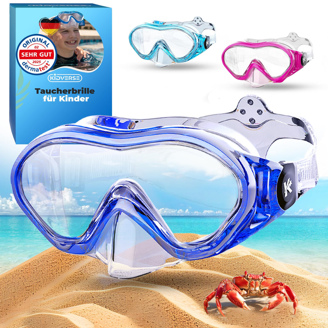 KIDVERSE Taucherbrille Kinder mit Nase - Panorama Tauchmaske Kinder - Geprüfte Schwimmbrille Kinder