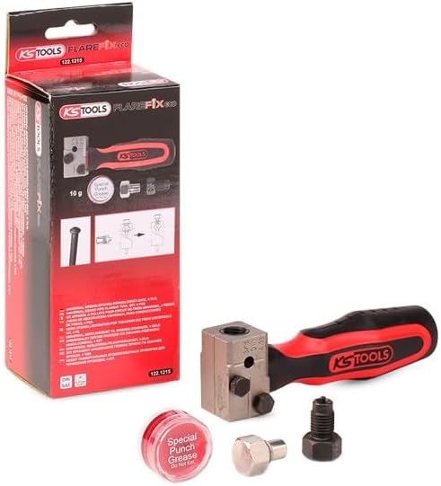 KS Tools 122.1215 FLAREFIXeco 4,75 mm Universal-Bremsleitungs-Bördelgerät-Satz, 4-tlg Single, Single