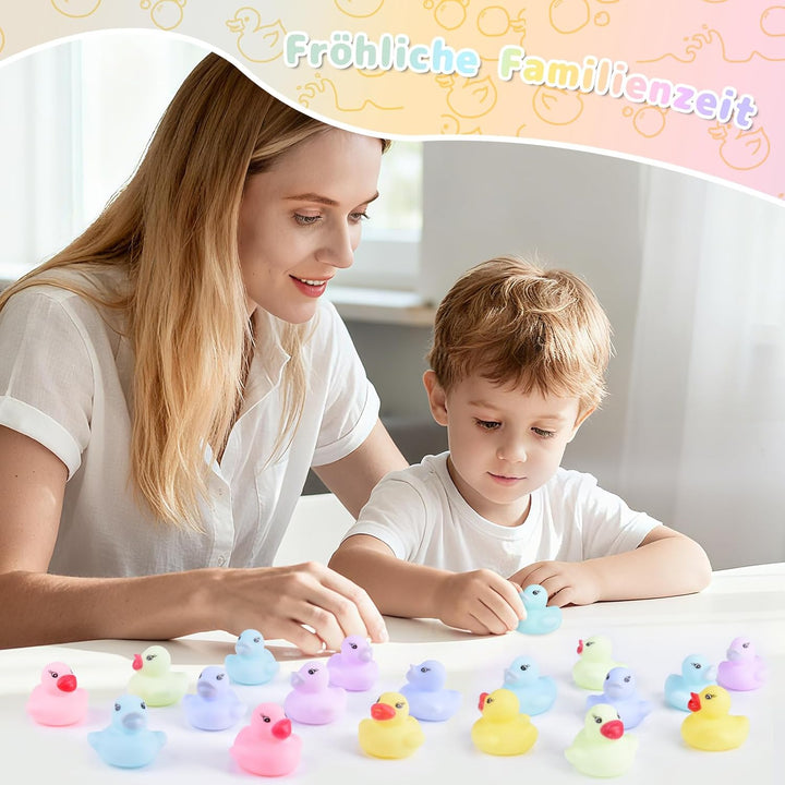 60 Stück Pastellfarbene Badeenten Quietscheentchen aus Gummi Mini Set schwimmendes Badespielzeug für