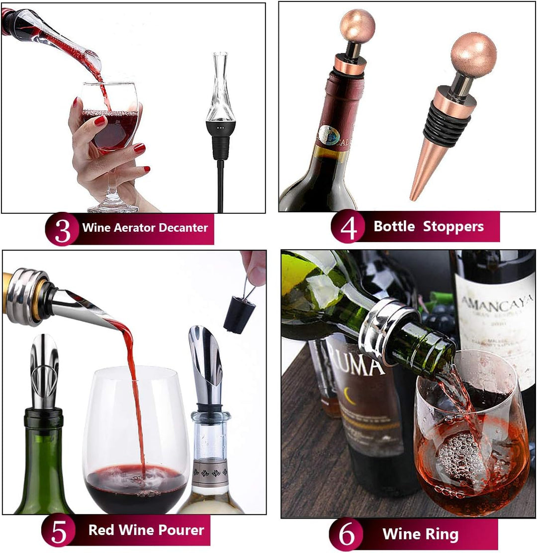 ZBPASL Korkenzieher Set in Holzkiste Geschenk,Luxus Weinöffner,Wein Sommelier Sets mit Flaschenöffne