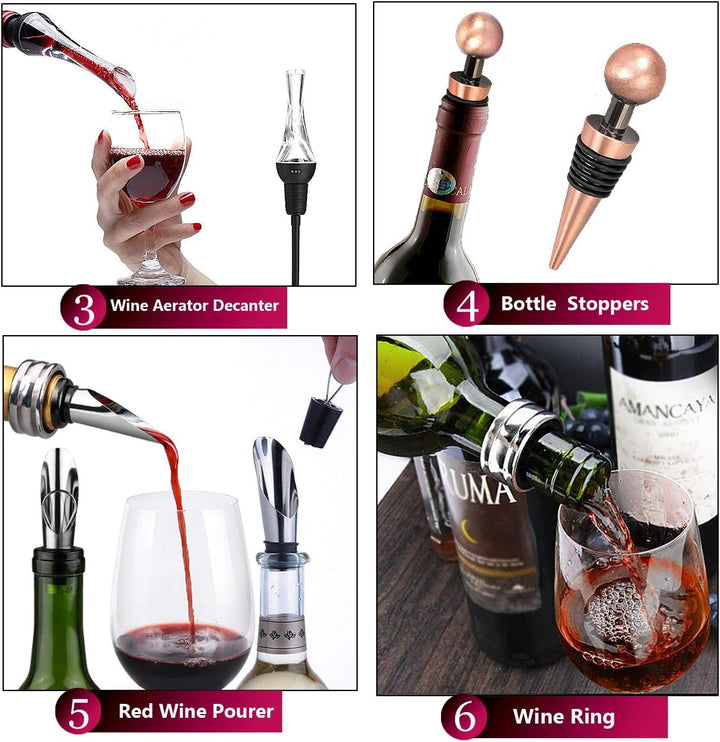 ZBPASL Korkenzieher Set in Holzkiste Geschenk,Luxus Weinöffner,Wein Sommelier Sets mit Flaschenöffne
