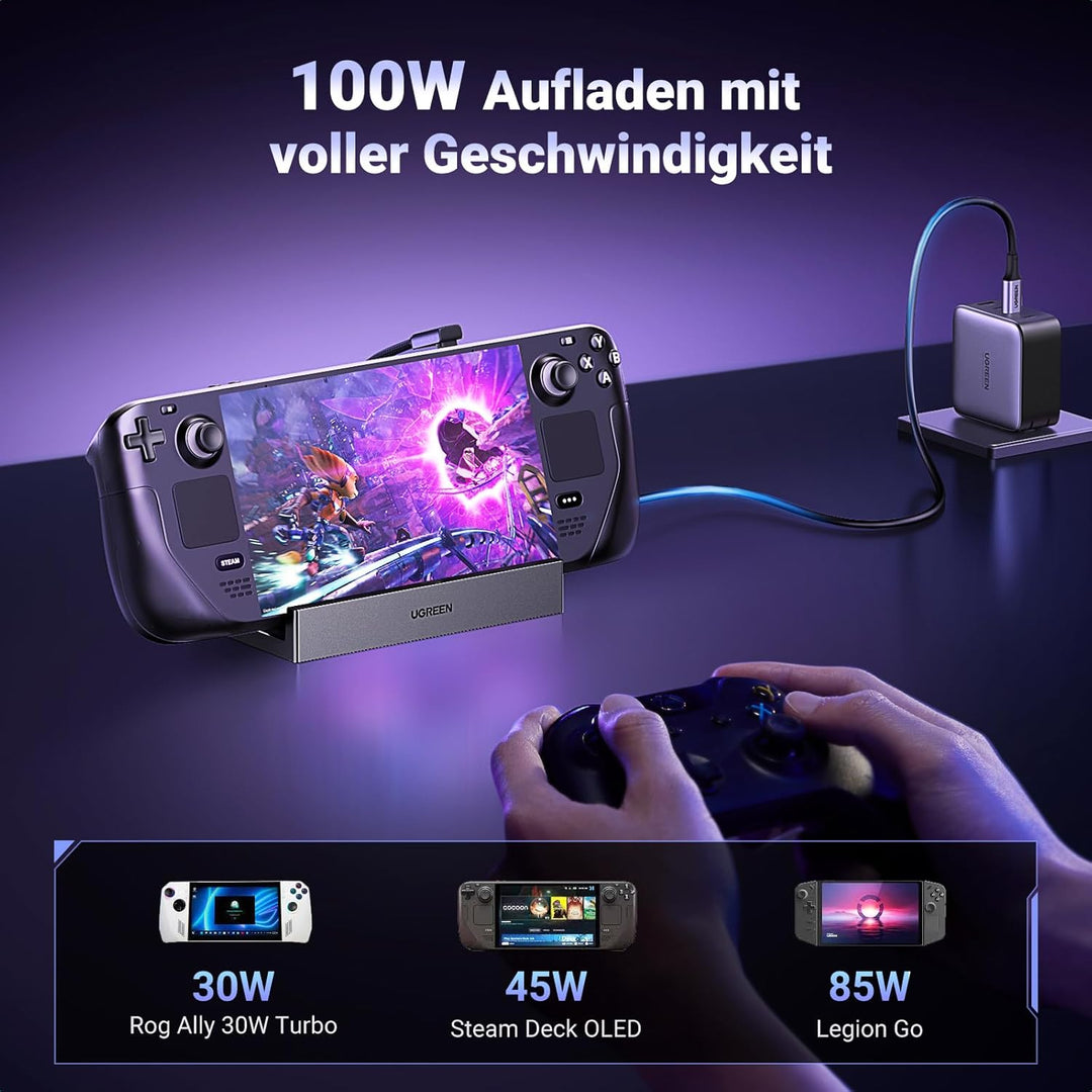 UGREEN Steam Deck Dock 9-in-1 Dockingstation 4K@60Hz HDMI 10Gbps USB Ports Verstellbarer Ständer Kom