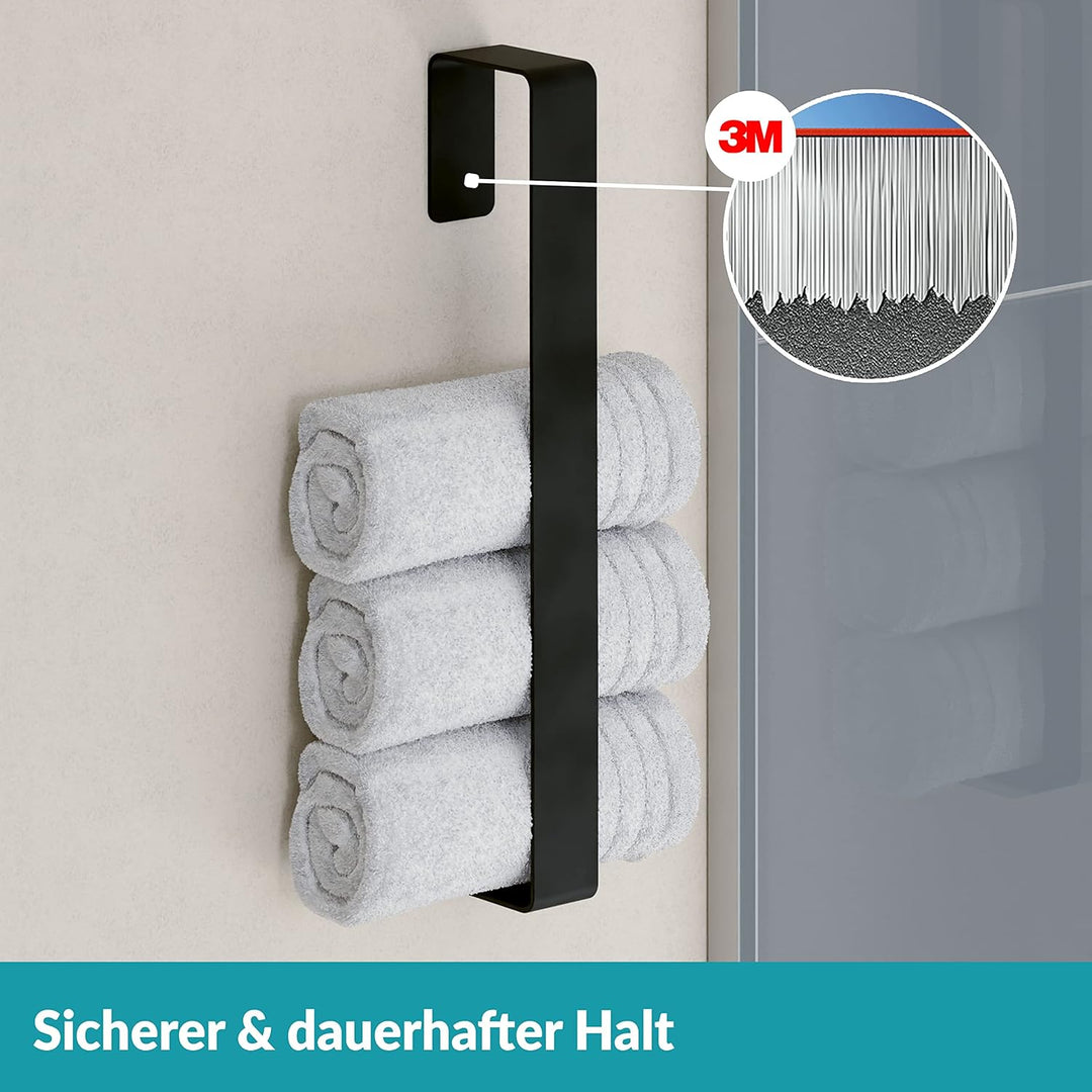 WEISSENSTEIN Handtuchhalter ohne Bohren - Edelstahl - Gästehandtuchhalter - schwarz Senkrecht 45cm S