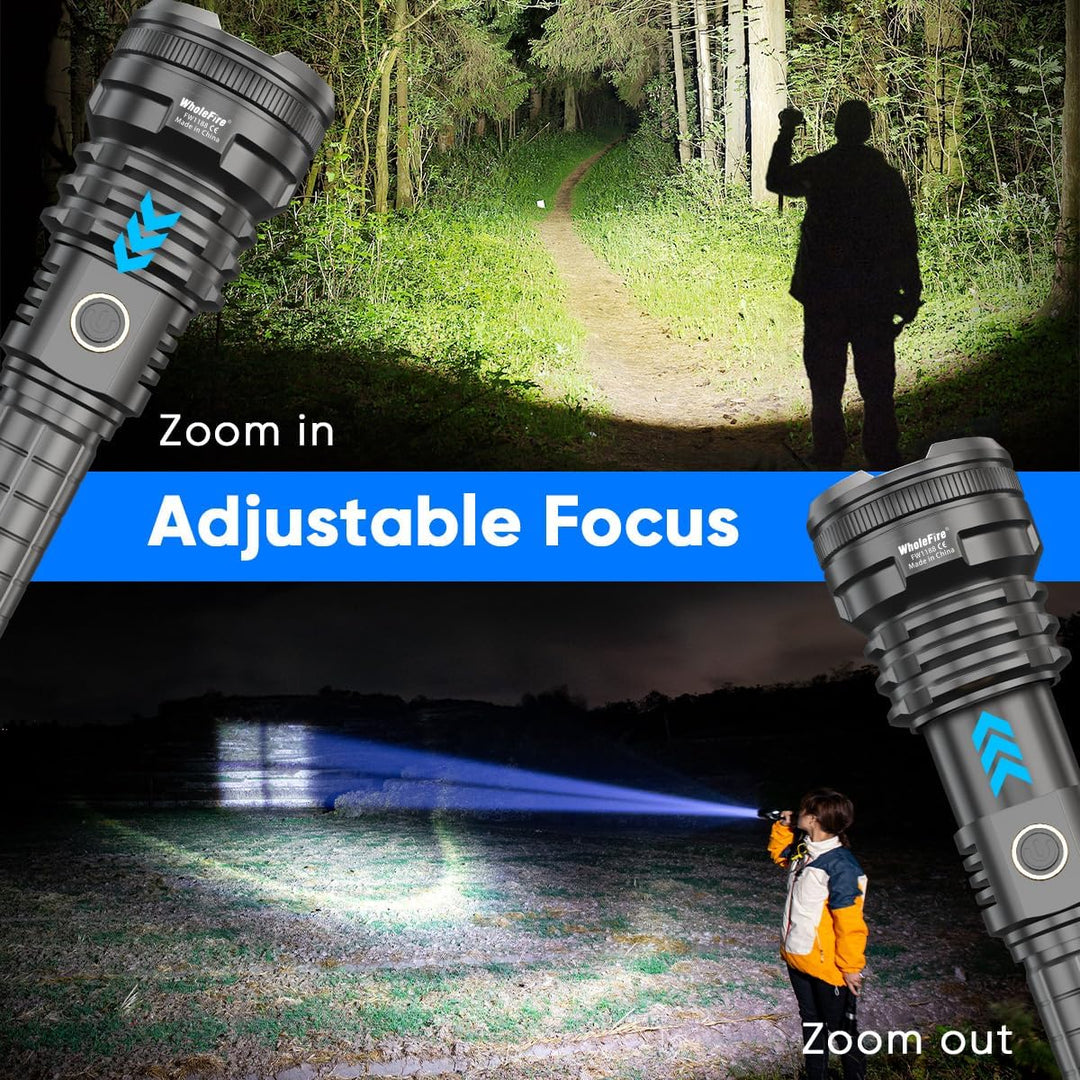 LED Taschenlampe Extrem Hell 90000 Lumens XHP90 USB Wiederaufladbar mit Batterieanzeige, 5 Modi wass