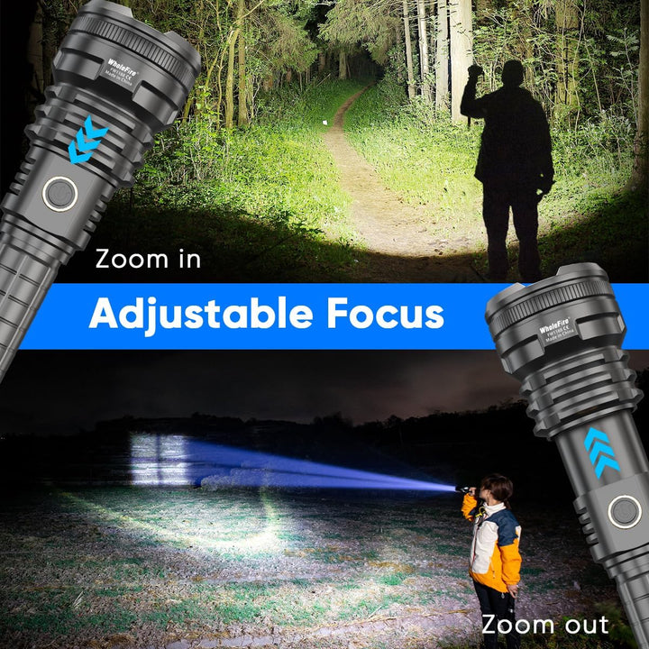 LED Taschenlampe Extrem Hell 90000 Lumens XHP90 USB Wiederaufladbar mit Batterieanzeige, 5 Modi wass